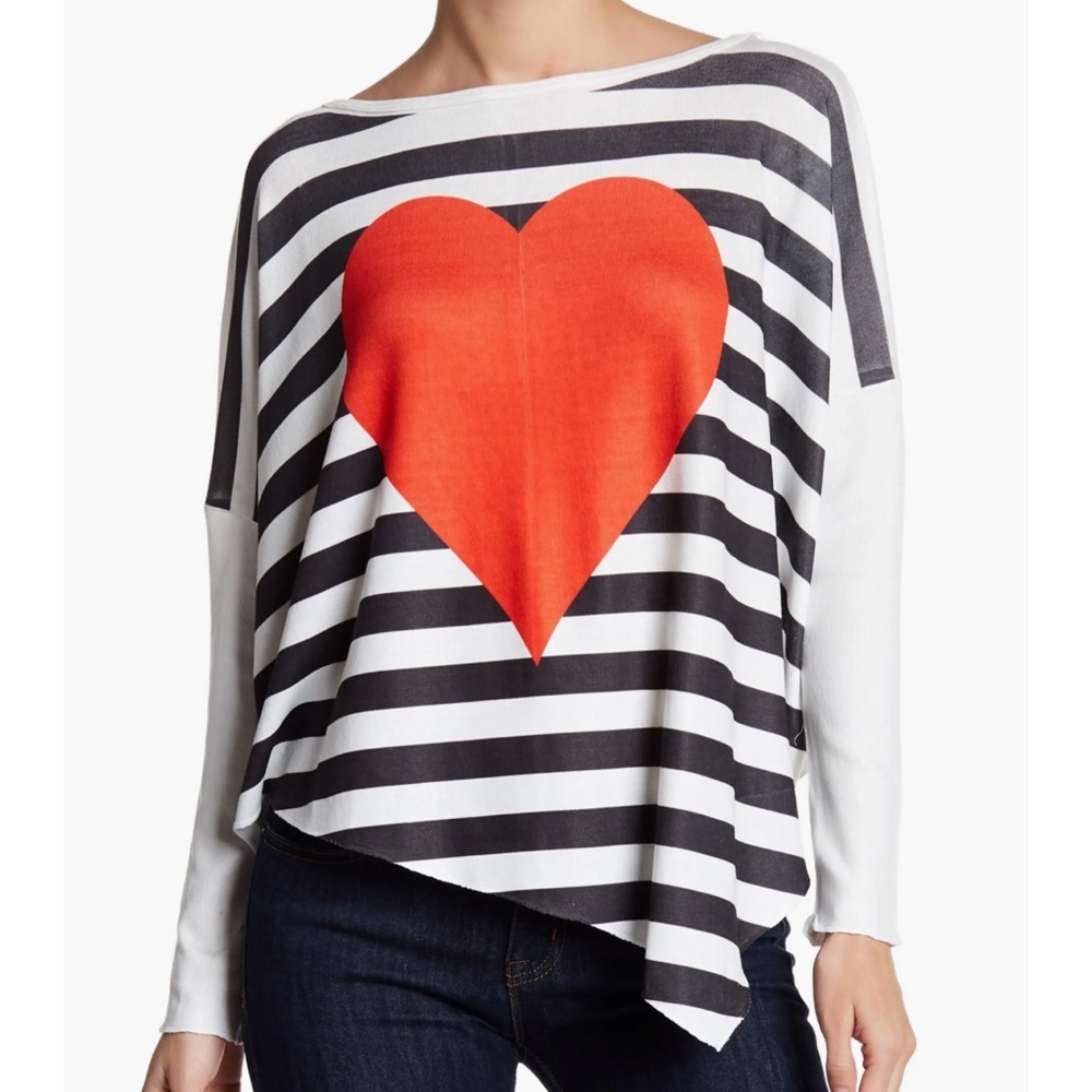 Go Couture Printed Asymmetrical Hern Dolman Sweater NWOT